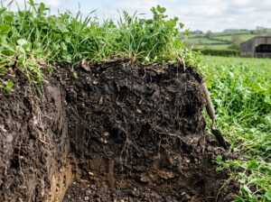 Healthy soil with organic matter for sustainable farming