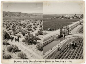 Historical transformation of Imperial Valley from desert to agricultural landscape