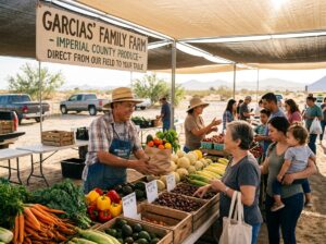 Local farmers market in Imperial County selling fresh produce