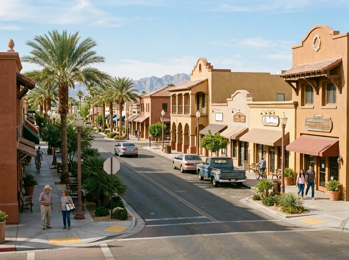 Sunny streetscape in El Centro within Imperial County California