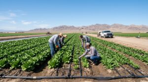 Sustainable farming practices in Imperial Valley with drip irrigation