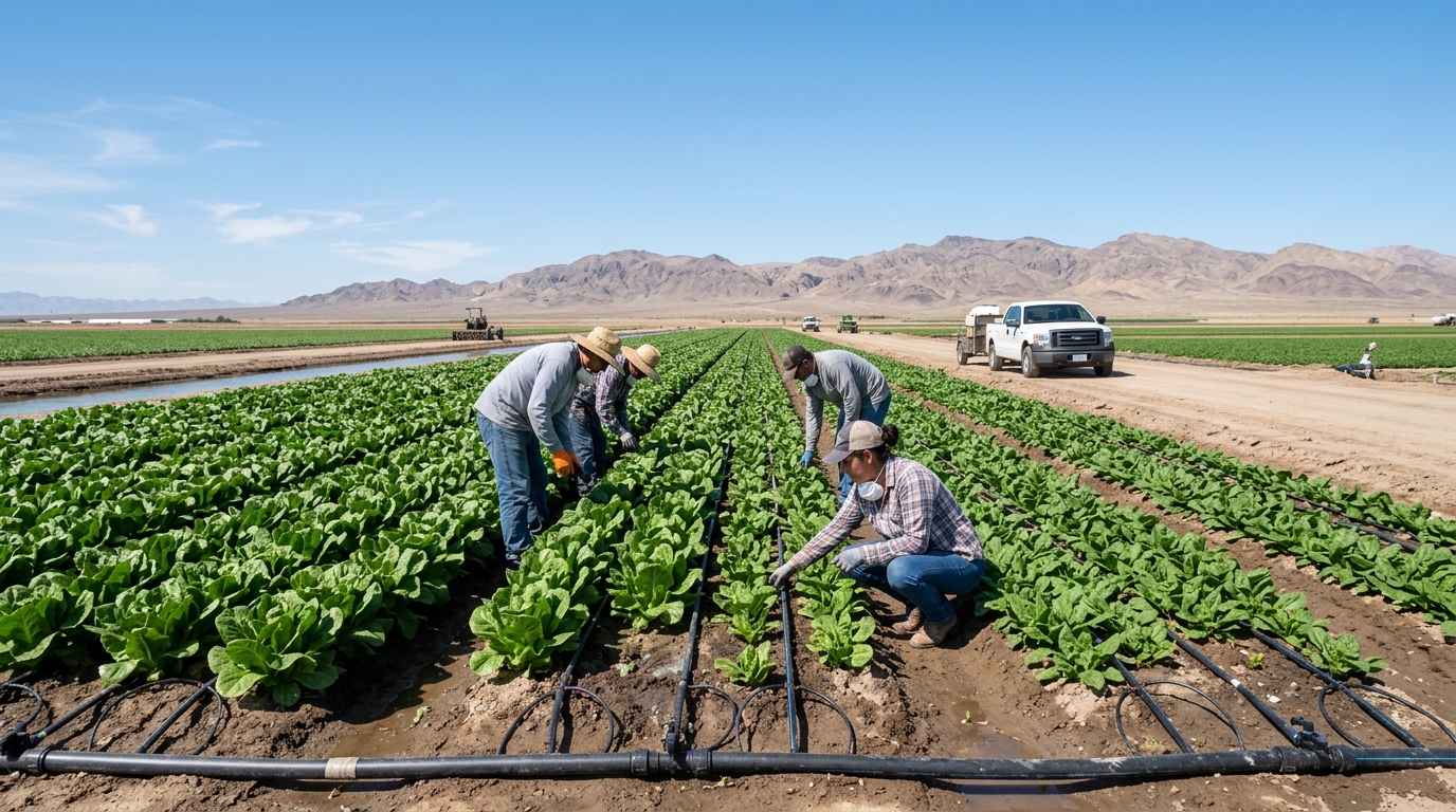 Sustainable farming practices in Imperial Valley with drip irrigation